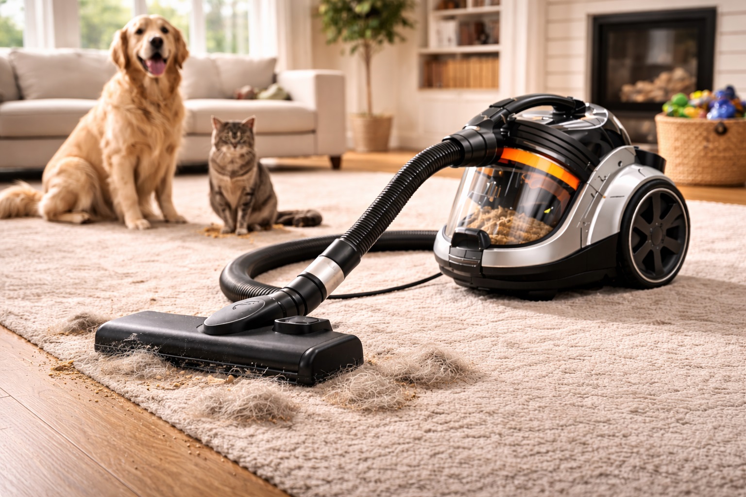 Barrel Vacuum Cleaner for Pet Hair - Vacuum for Homes with Pets, Pet-Friendly Vacuum, Powerful Suction for Dog and Cat Hair