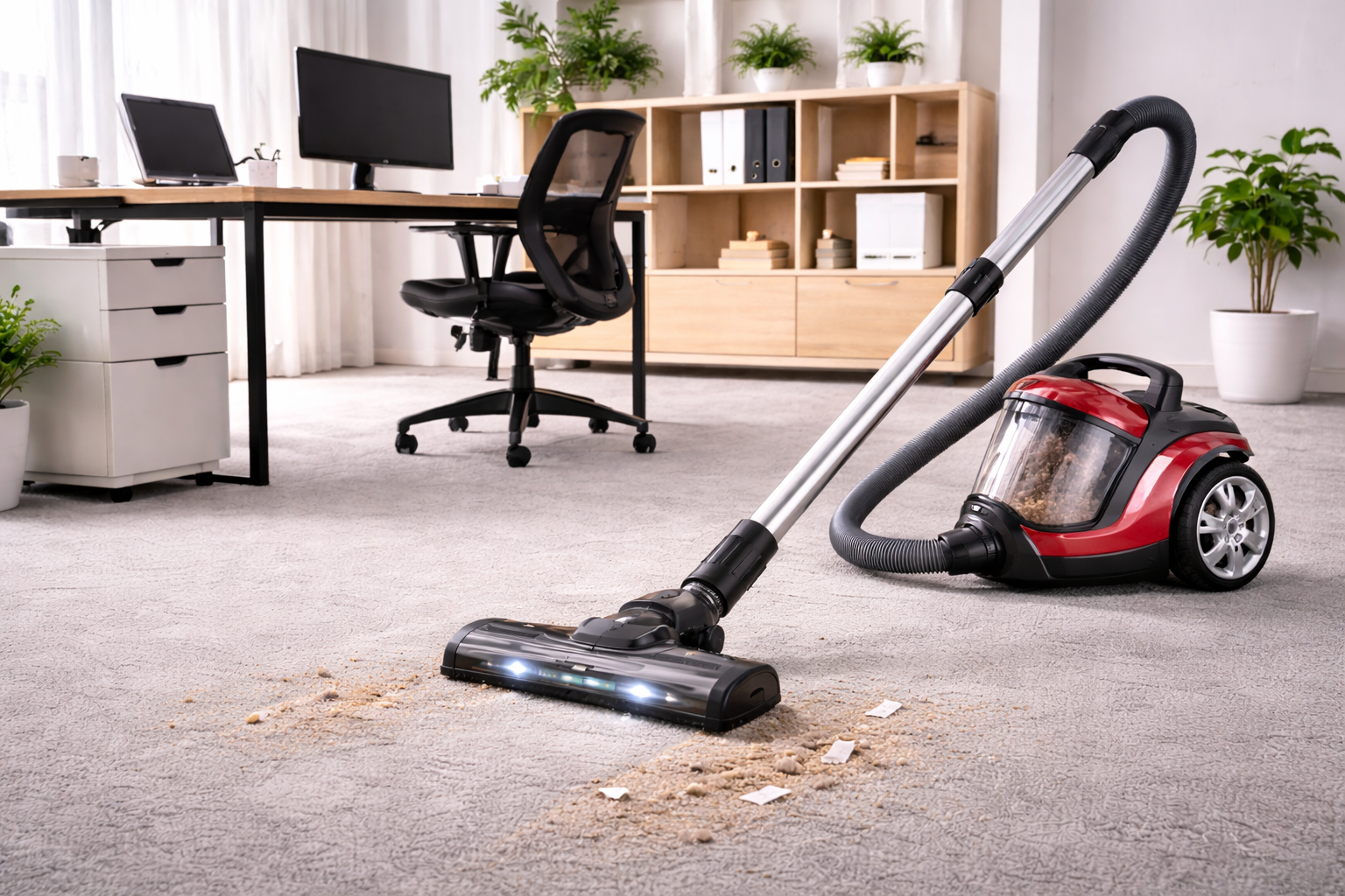 Commercial Canister Vacuum Cleaner for Office Use – HEPA Filter, Quiet Operation, High Suction