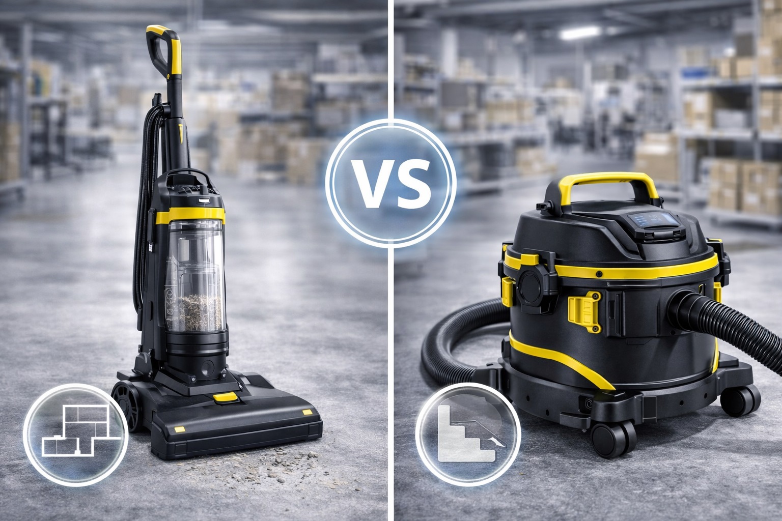 Upright Commercial Vacuum Cleaner vs. Canister Industrial Vacuum Cleaner
