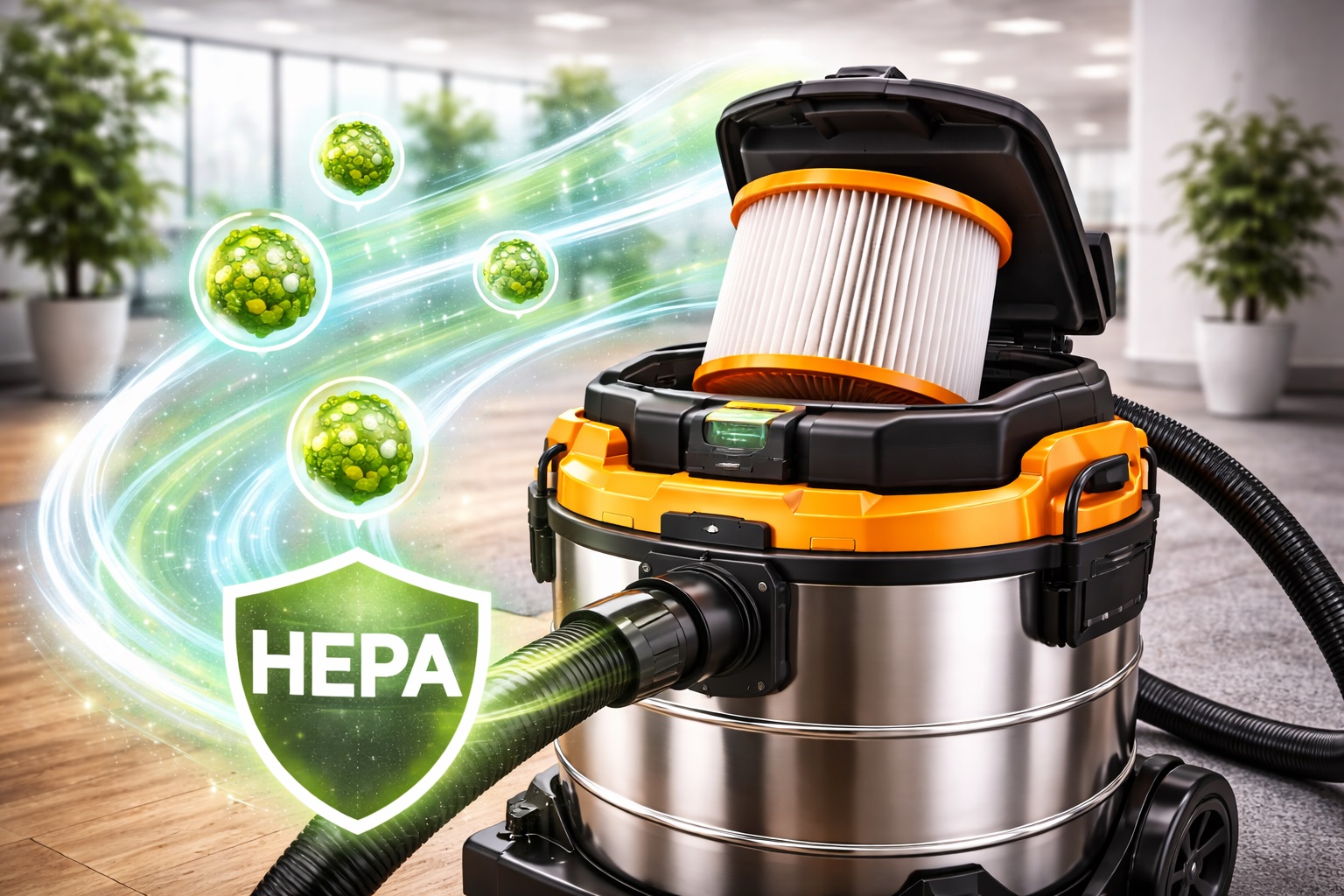 Commercial Wet-Dry Vacuum Cleaner with HEPA Filtration for Advanced Air Quality
