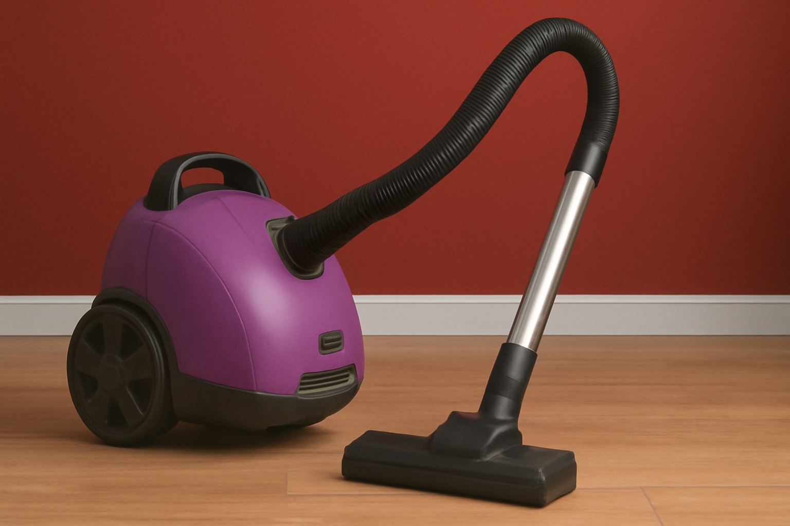 Canister Vacuum Cleaner - Matte Olive Green with Stainless Steel Wand, Flexible Black Hose