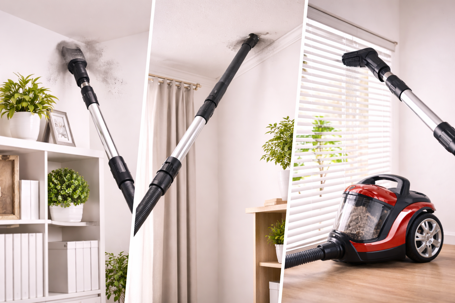 High Reach Canister Vacuum with Extension Wand – Ceiling, Blinds & Wall Cleaning, HEPA Filter