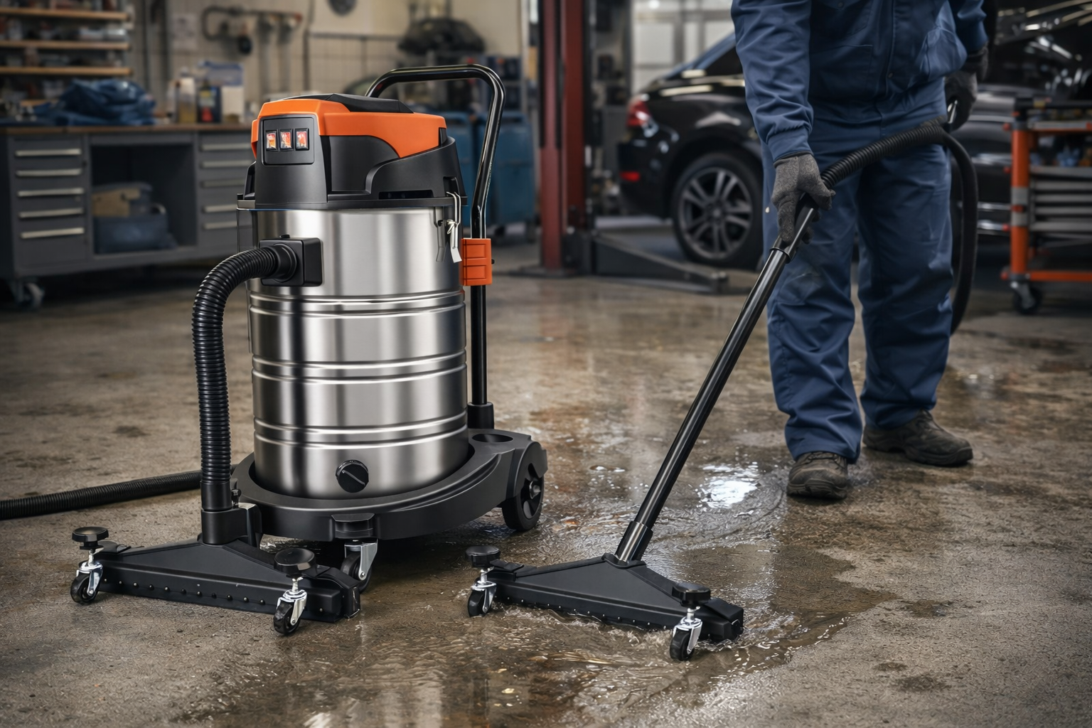 Heavy Duty Wet & Dry Industrial Vacuum Cleaner – Stainless Steel Drum, 2000W
