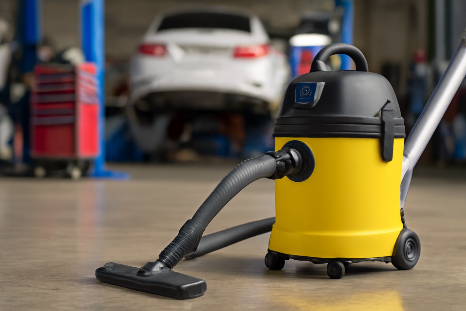 Industrial Wet-Dry Vacuum Cleaner – Yellow and Black, for Workshop and Garage Cleaning