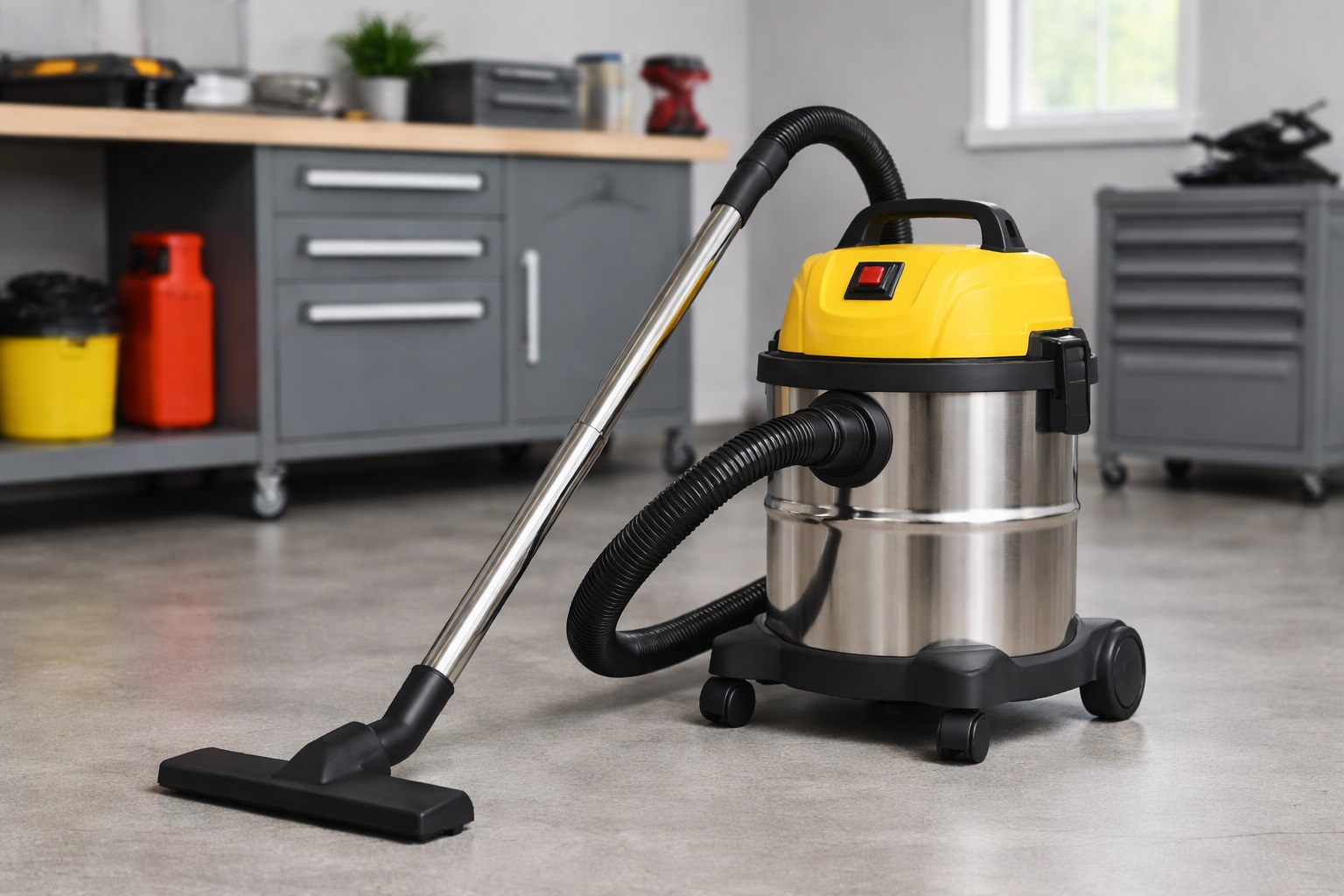 Compact Stainless Steel Commercial Wet & Dry Vacuum Cleaner with Powerful Suction