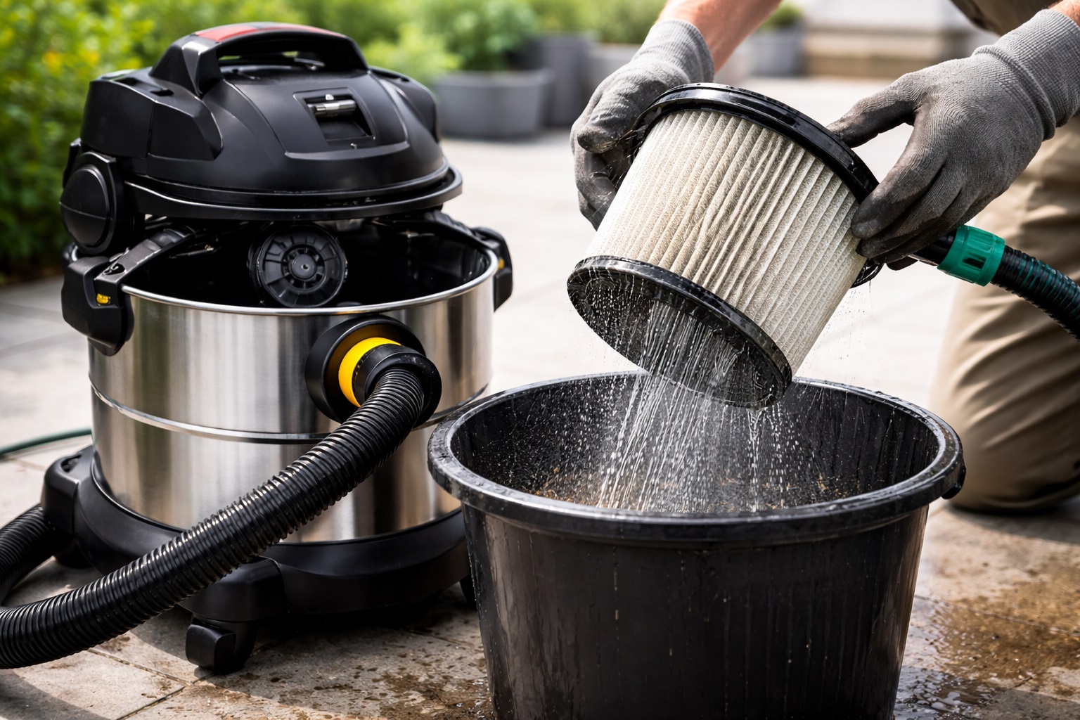 Stainless Steel Barrel Vacuum Cleaner with HEPA Filter and Rinseable Filter