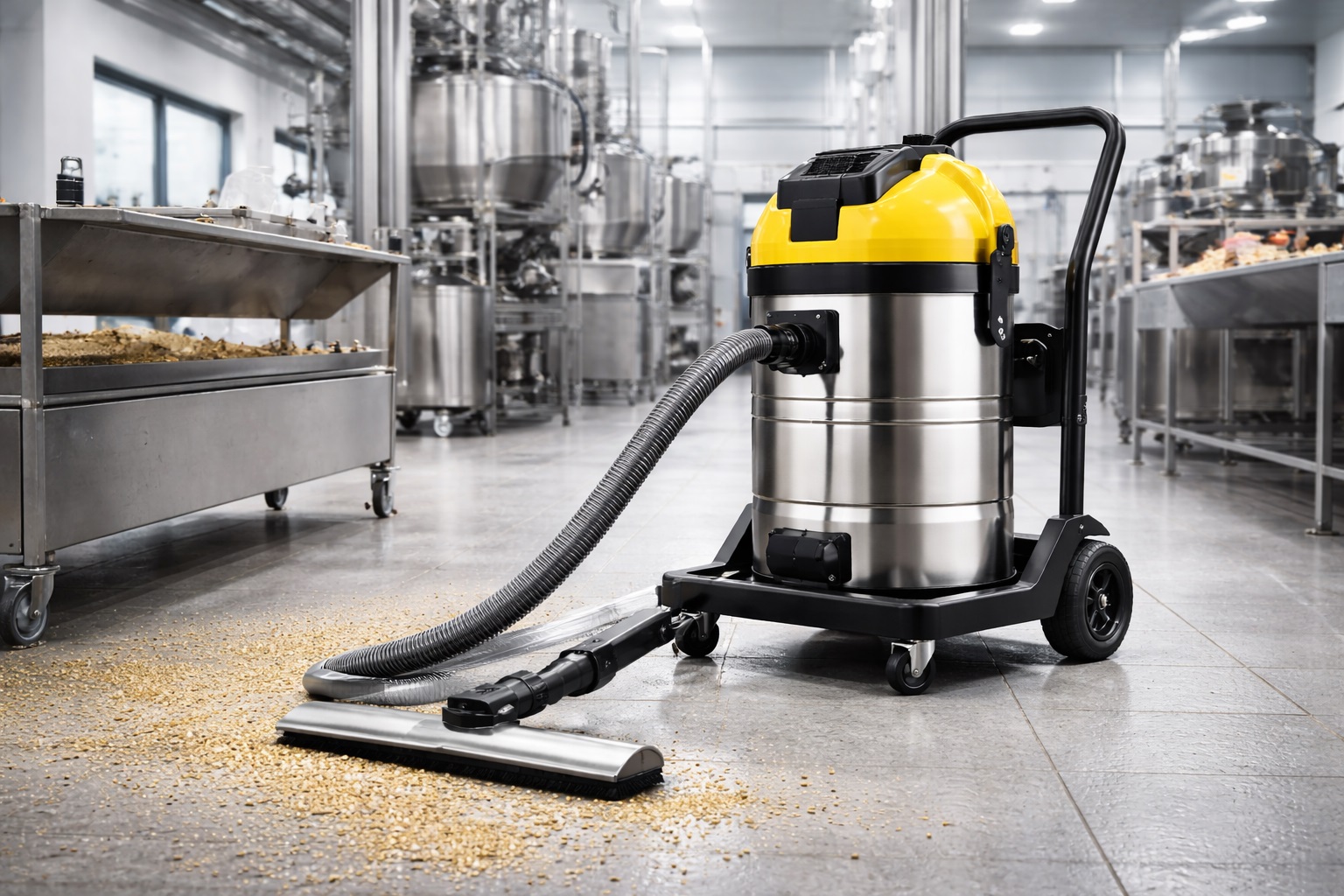Food Industry Wet & Dry Industrial Vacuum Cleaner – Stainless Steel Grain Cleaning Machine