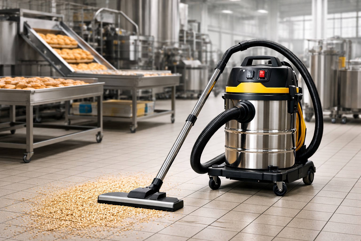 Food Grade Stainless Steel Industrial Vacuum Cleaner for Bakery & Food Factory Hygiene