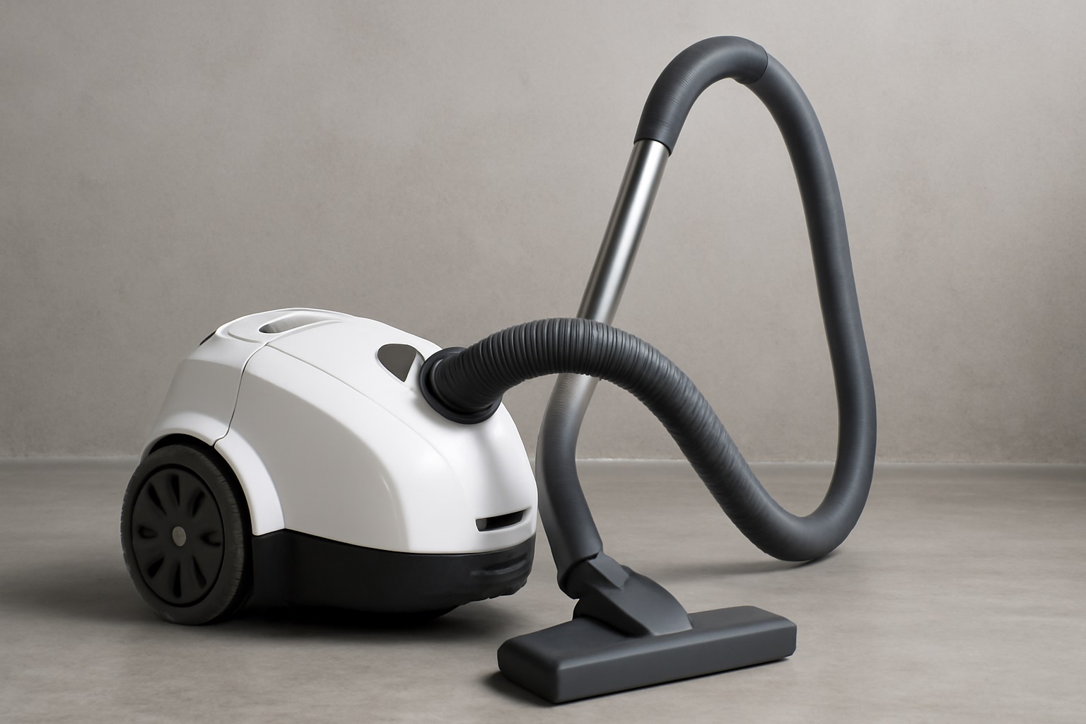Canister Vacuum Cleaner - Sleek Design with White Finish, Flexible Hose, Telescopic Wand