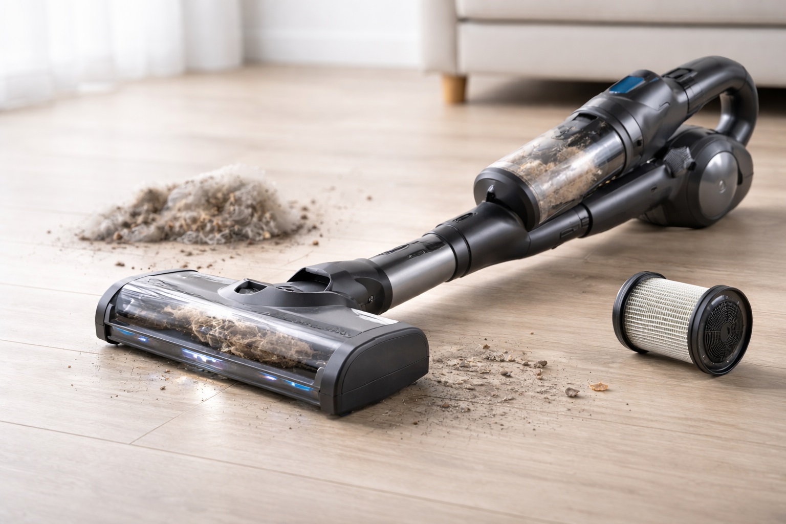 Advanced Cordless Stick Vacuum Cleaner with HEPA Filtration and LED Motorized Brush