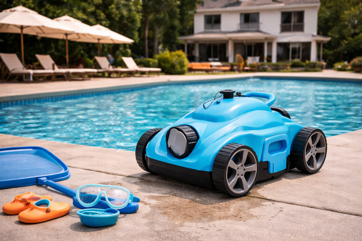 Robotic Pool Cleaner with Poolside Accessories