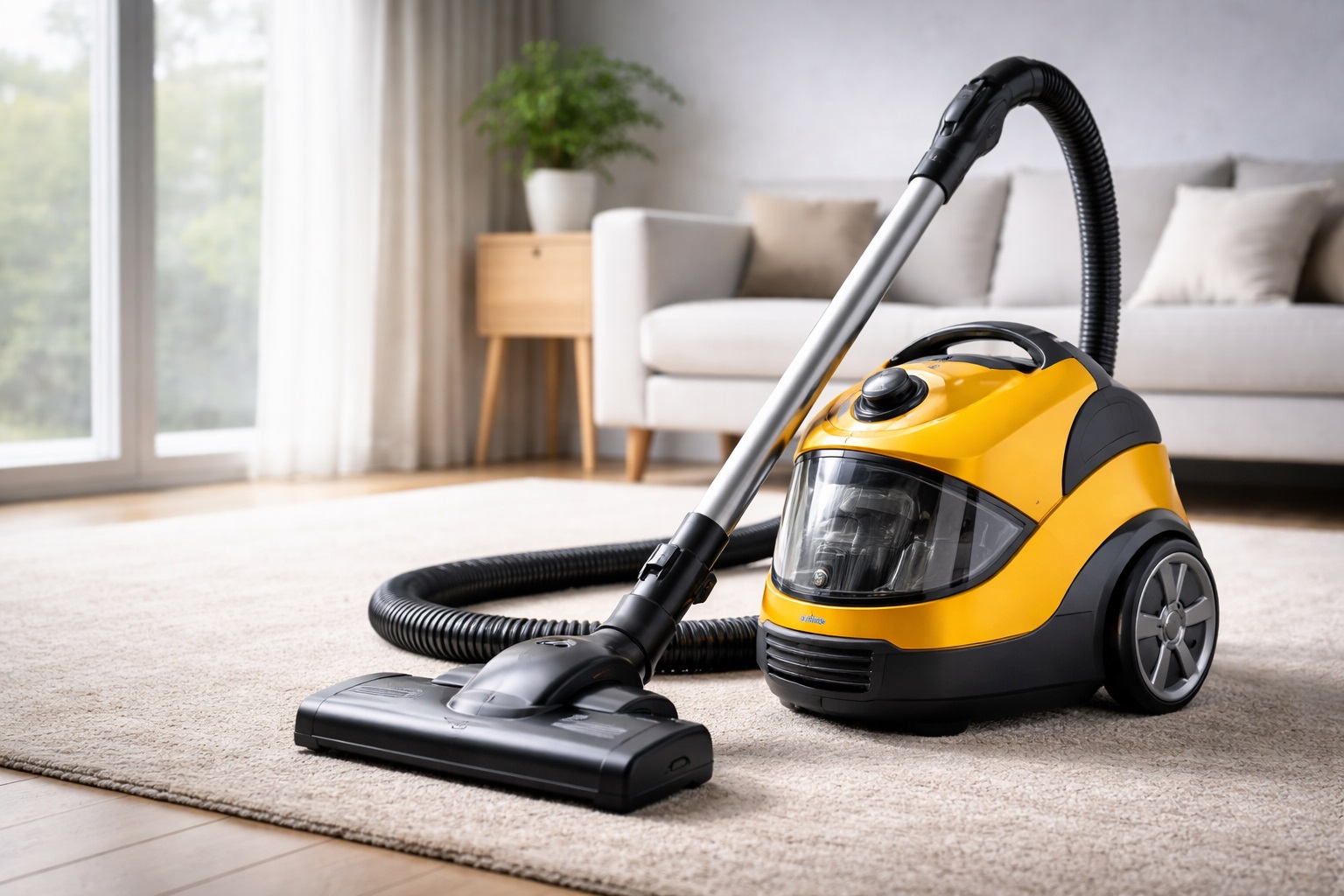 Compact Canister Vacuum Cleaner with Powerful Suction – Yellow Model 2025