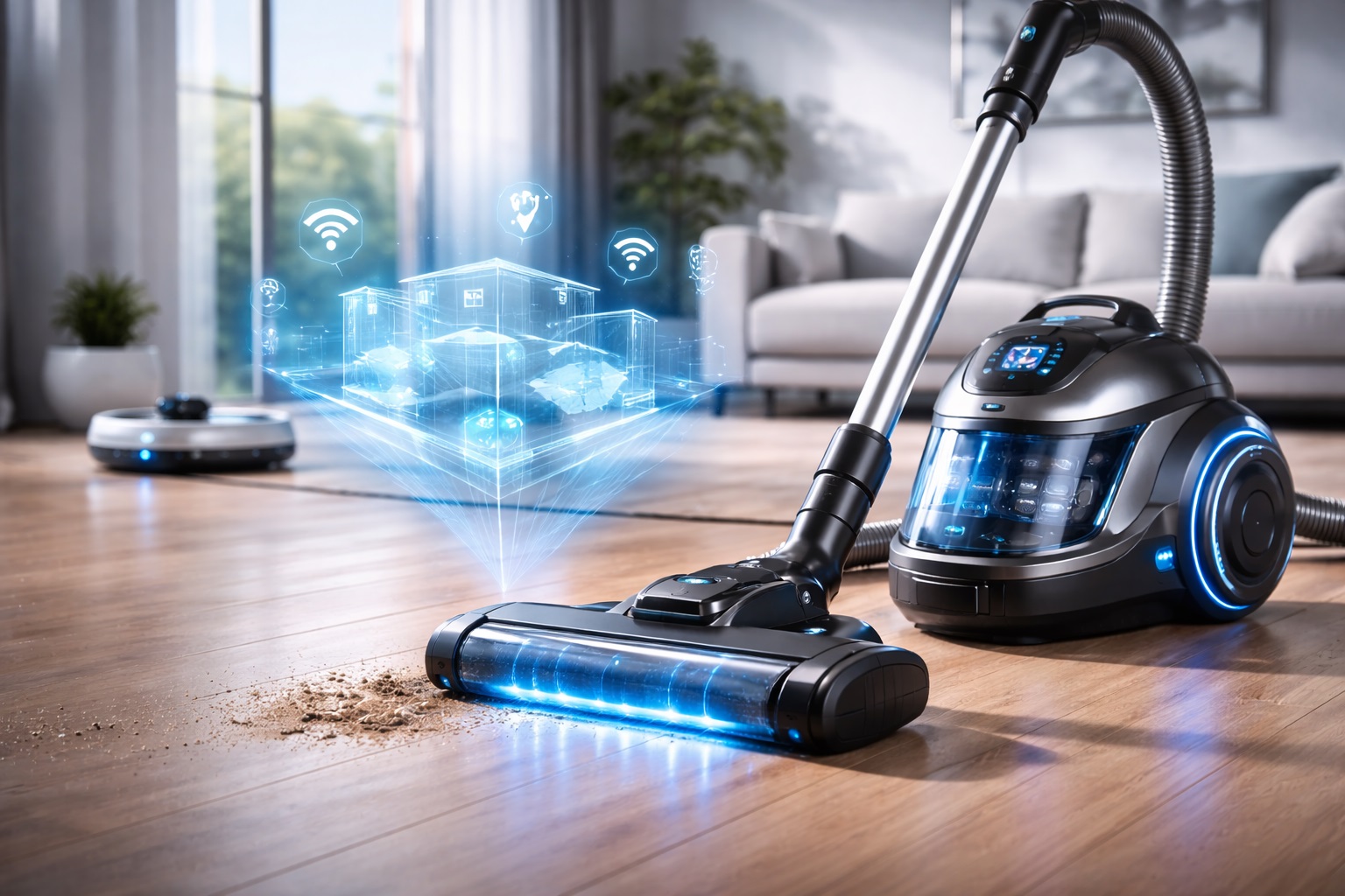 Smart AI Canister Vacuum Cleaner with App & WiFi Control | HEPA Filter | Intelligent Floor Cleaning