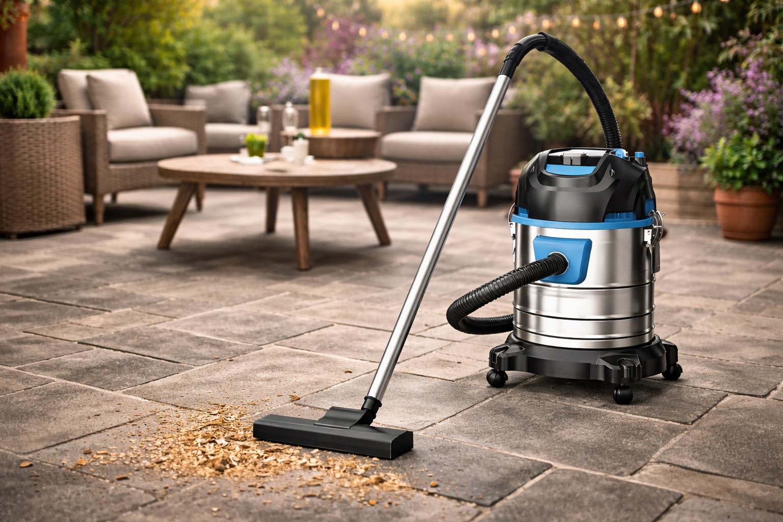 Outdoor Wet and Dry Vacuum Cleaner with 25L Stainless Steel Tank – Ideal for Patio, Garden & Balcony Cleaning