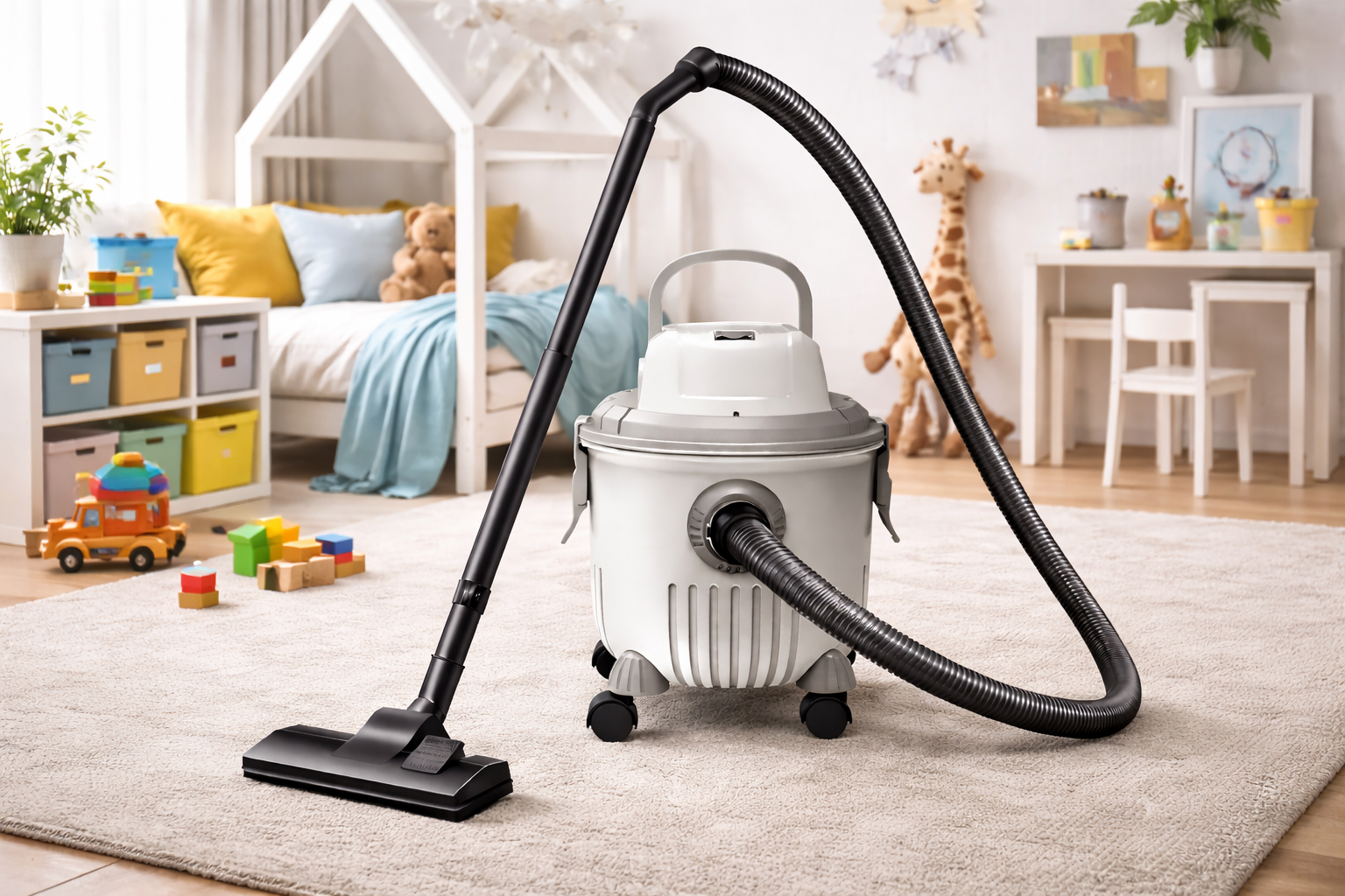 Quiet Wet and Dry Canister Vacuum Cleaner for Homes with Kids – Safe and Powerful Cleaning