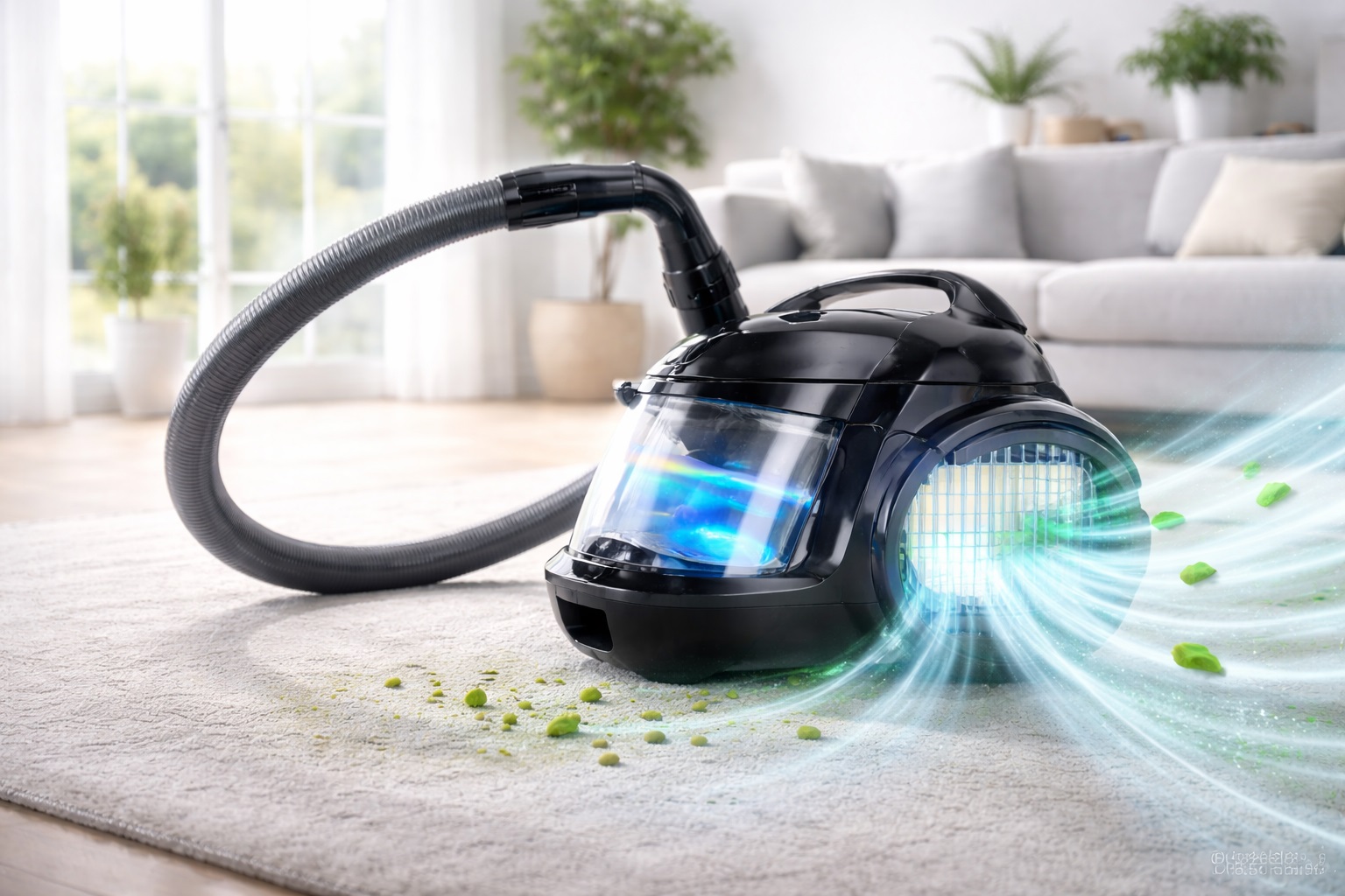 HEPA Air Purifying Canister Vacuum Cleaner with Multi-Layer Filter System