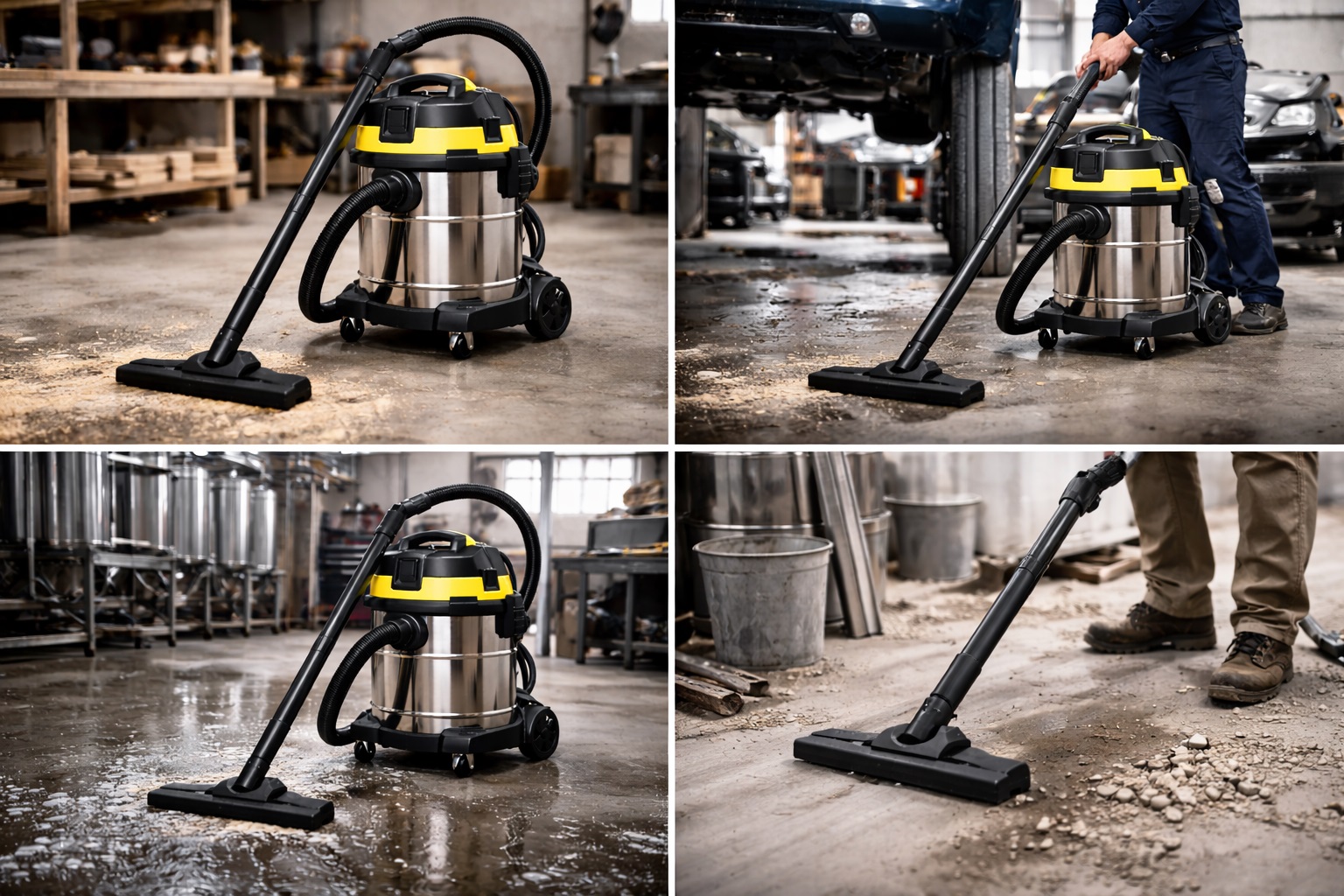 Industrial Wet and Dry Vacuum Cleaner for Workshop Factory Floor and Garage Cleaning