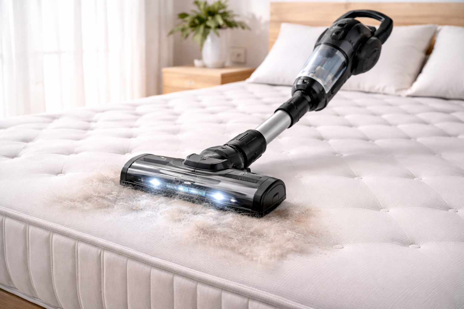 Cordless Mattress Vacuum Cleaner with HEPA Filter and Motorized Brush – Anti-Allergy