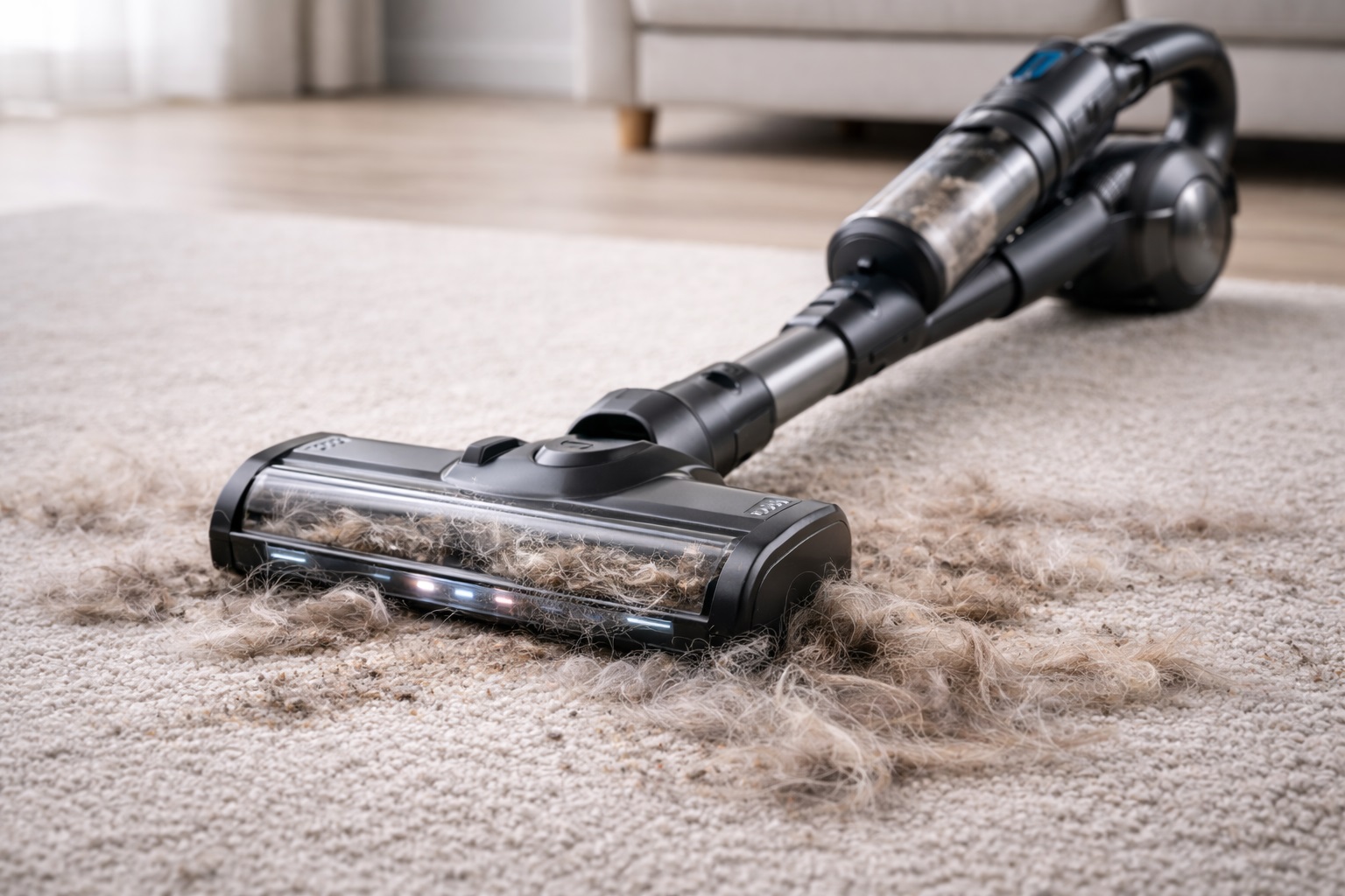 Cordless Pet Hair Stick Vacuum Cleaner with Anti-Tangle Brush and HEPA Filter