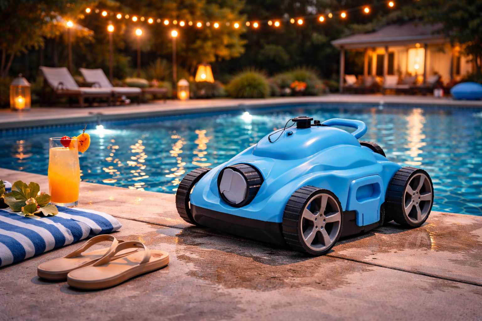 Robotic Pool Cleaner with Poolside Accessories (Tropical Vibes)