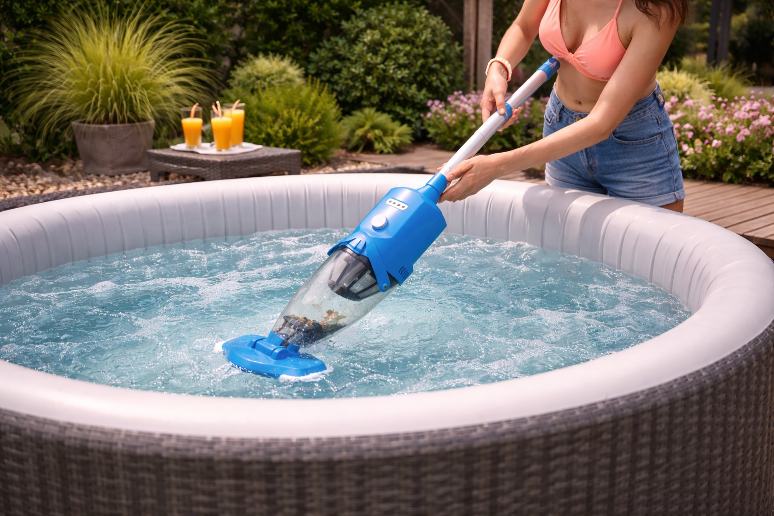 Cordless Spa Vacuum Cleaner – Rechargeable, Compact Design for Inflatable Hot Tubs & Small Pools