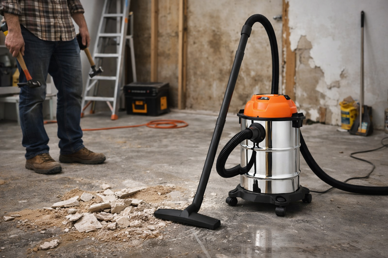 Heavy-Duty Wet and Dry Vacuum Cleaner for Workshop and Construction Sites