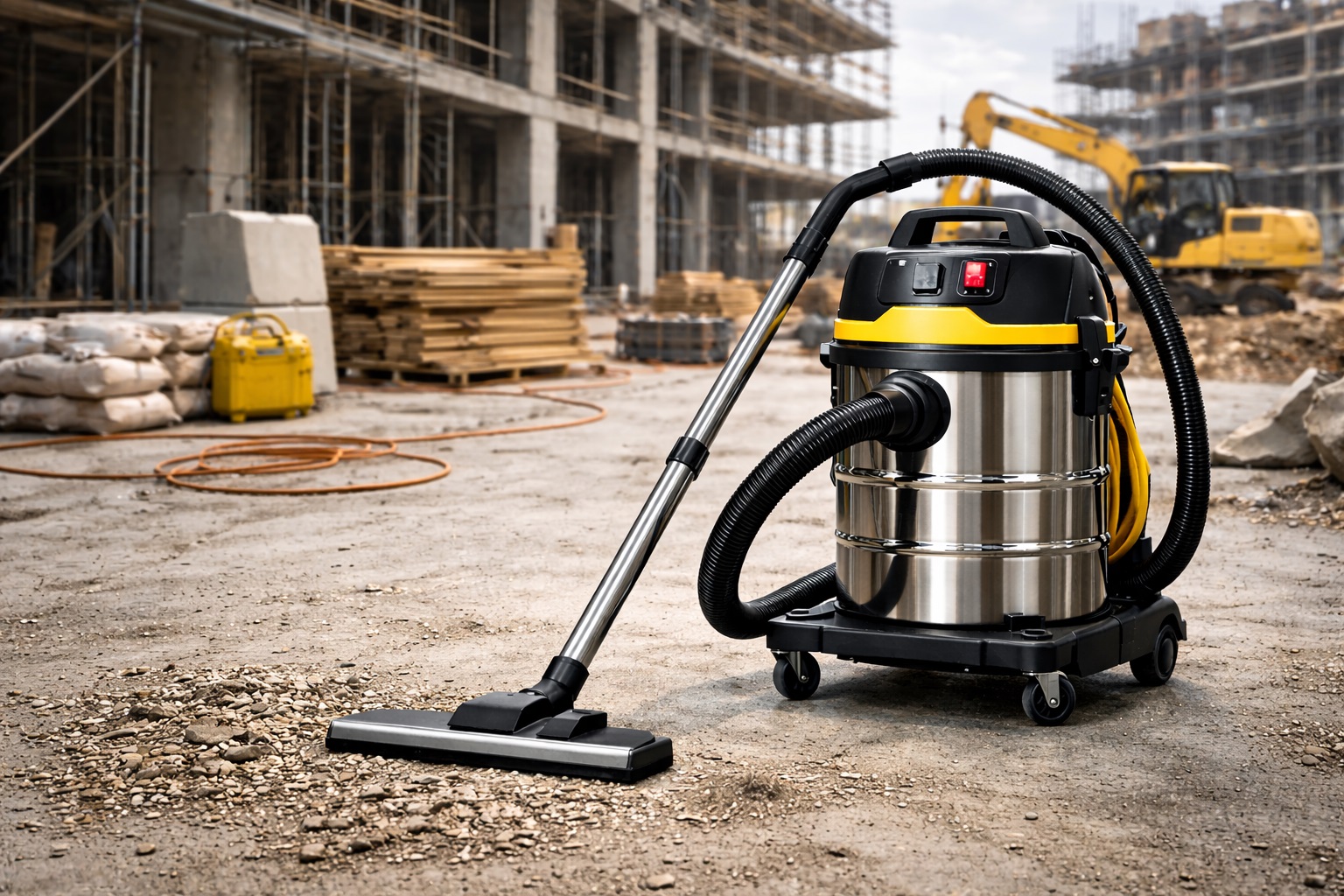 Heavy Duty Wet-Dry Industrial Vacuum Cleaner for Construction Site Cleanup – Concrete Dust & Debris