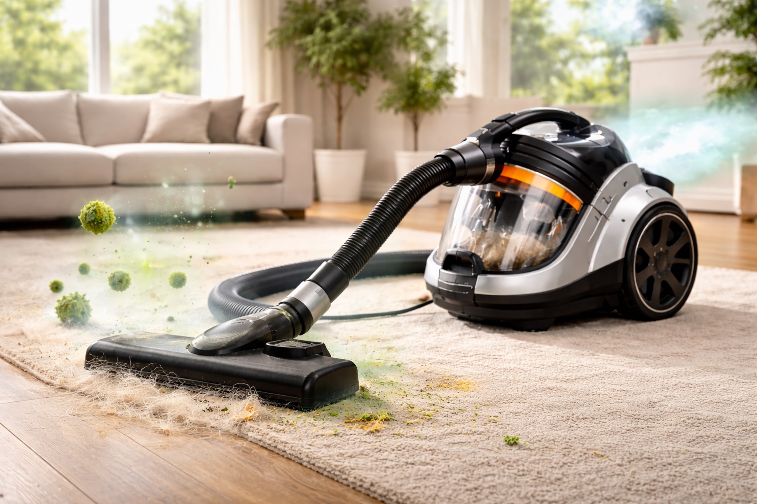 Barrel Vacuum Cleaner with HEPA Filter - Allergy Relief and Air Purifying Vacuum for Improved Indoor Air Quality