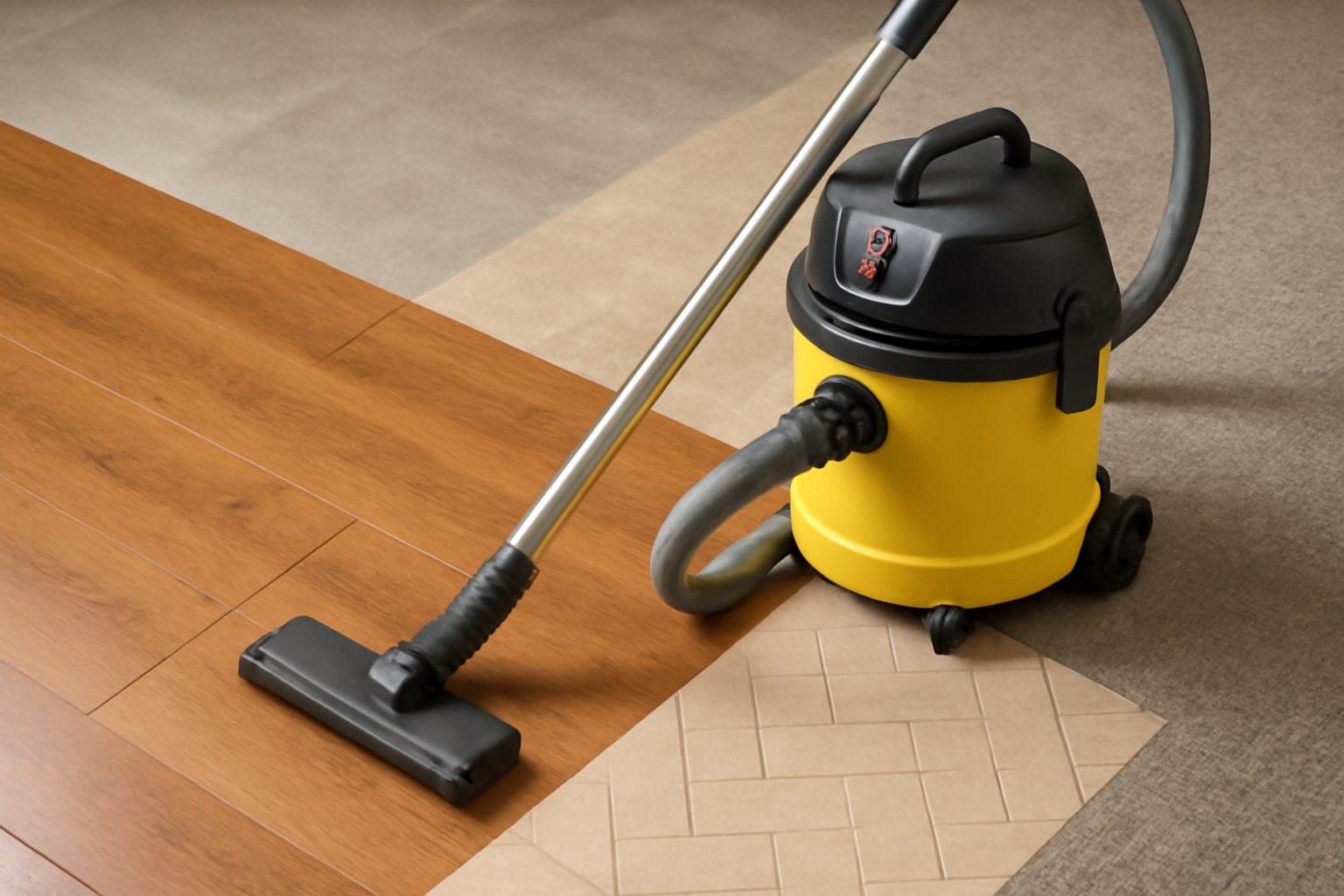 Yellow Canister Vacuum – Industrial-Grade Cleaner for Hardwood, Tile, and Carpet