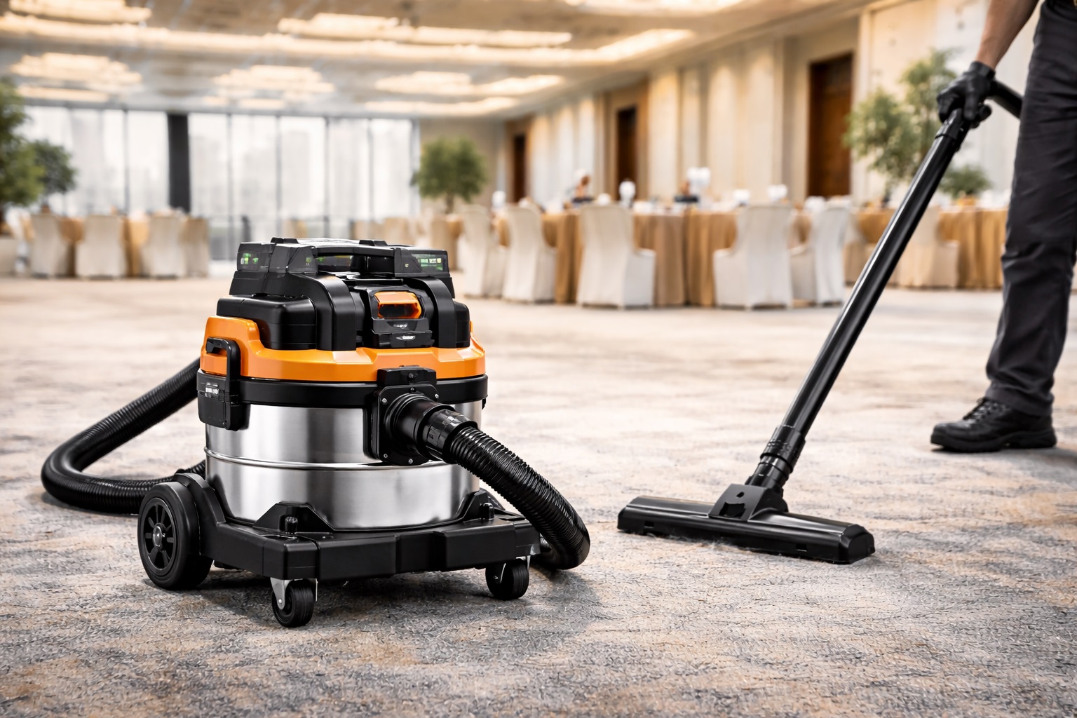 High-Performance Cordless Wet-Dry Vacuum Cleaner for Event Halls