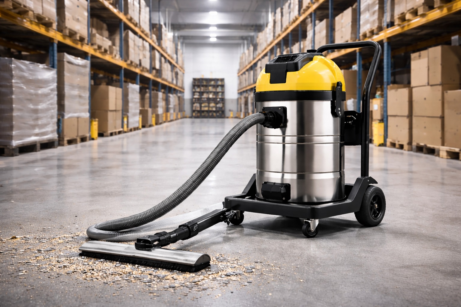Warehouse Industrial Vacuum Cleaner – Stainless Steel Wet & Dry Cleaning Machine