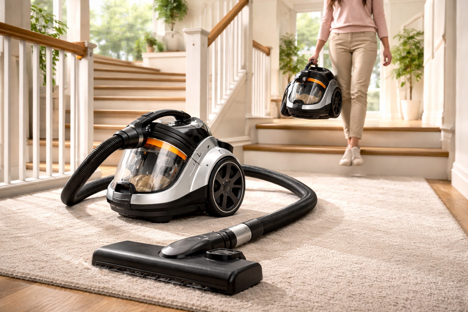 Barrel Vacuum Cleaner for Multi-Floor Homes - Portable, Lightweight Vacuum for Stairs and Easy Carry