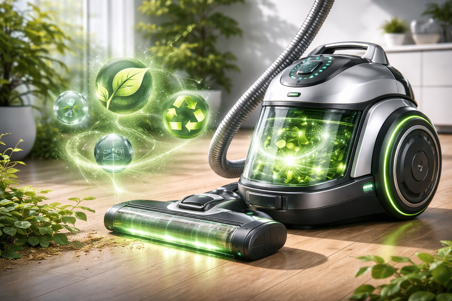 Eco-Friendly Canister Vacuum Cleaner | Green Tech | Energy Efficient | HEPA Filter