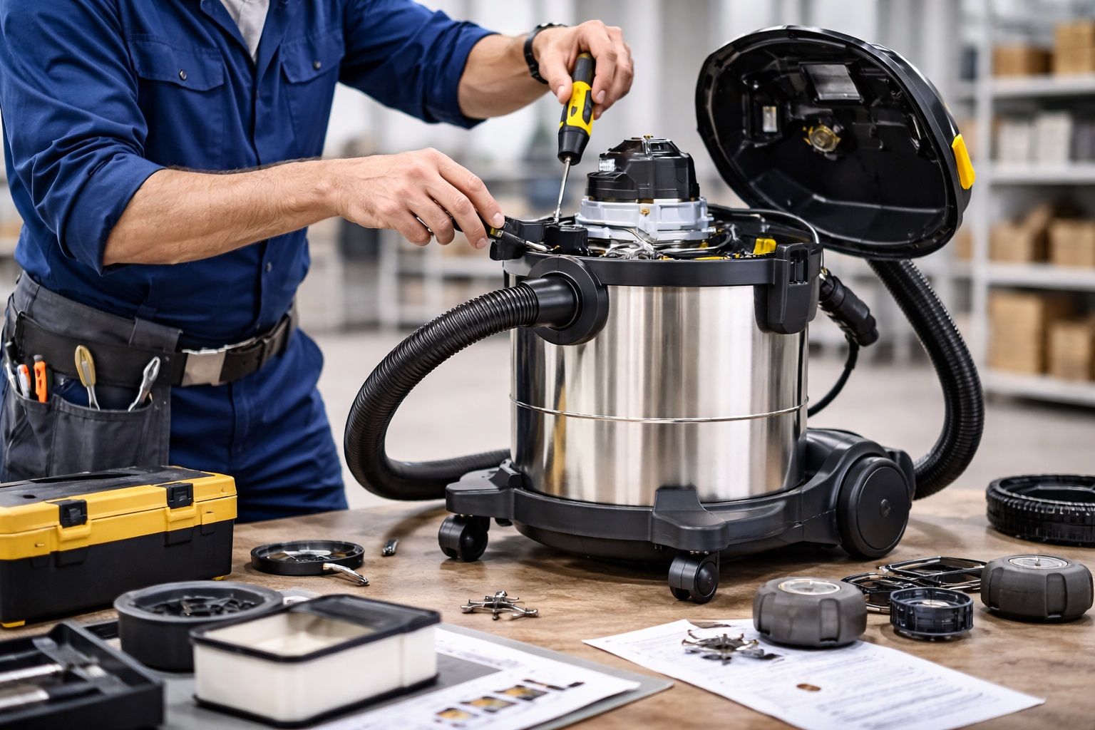 Service-Friendly Commercial Vacuum Cleaner with Repair Access