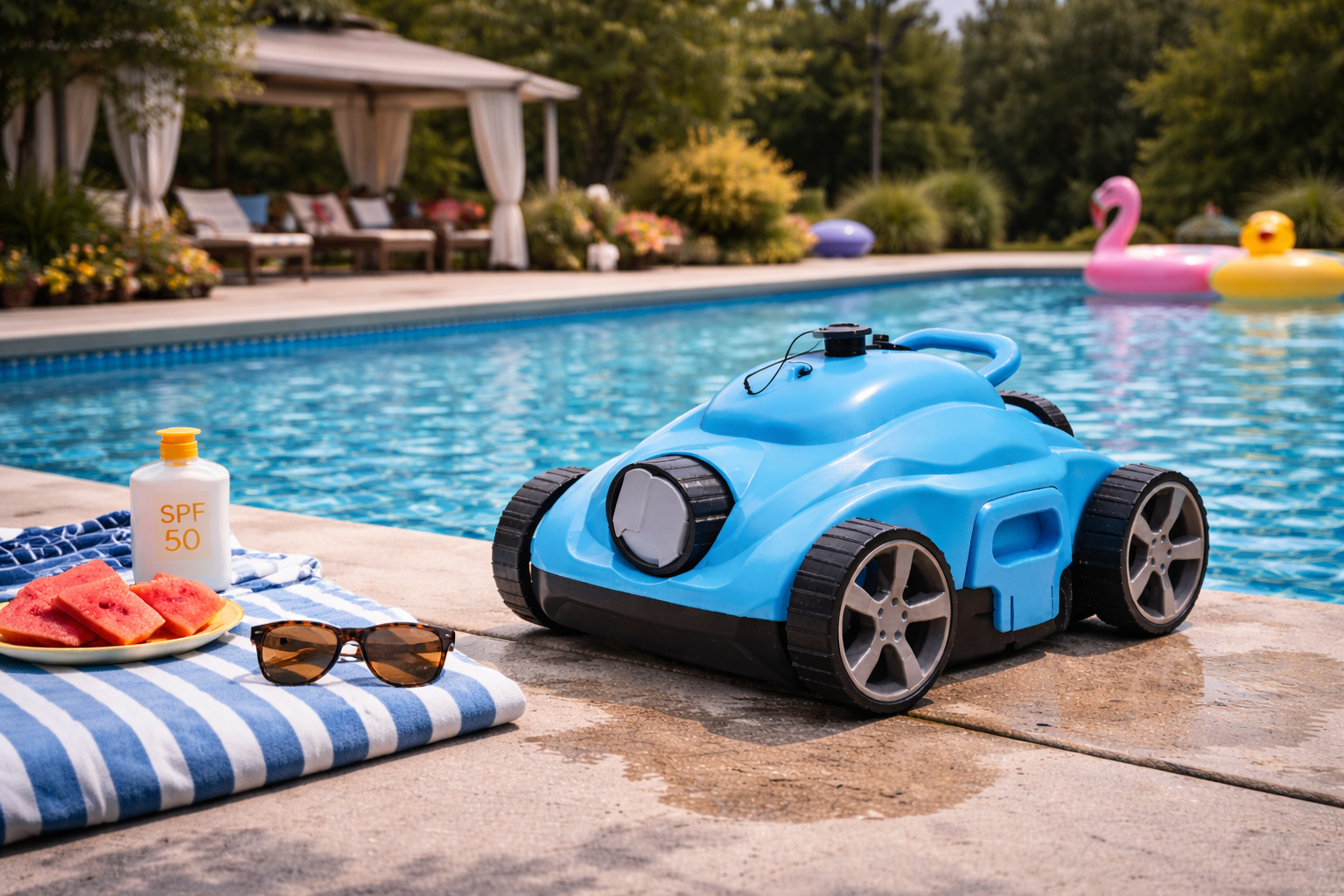 Robotic Pool Cleaner with Poolside Accessories (Sunset Vibes)