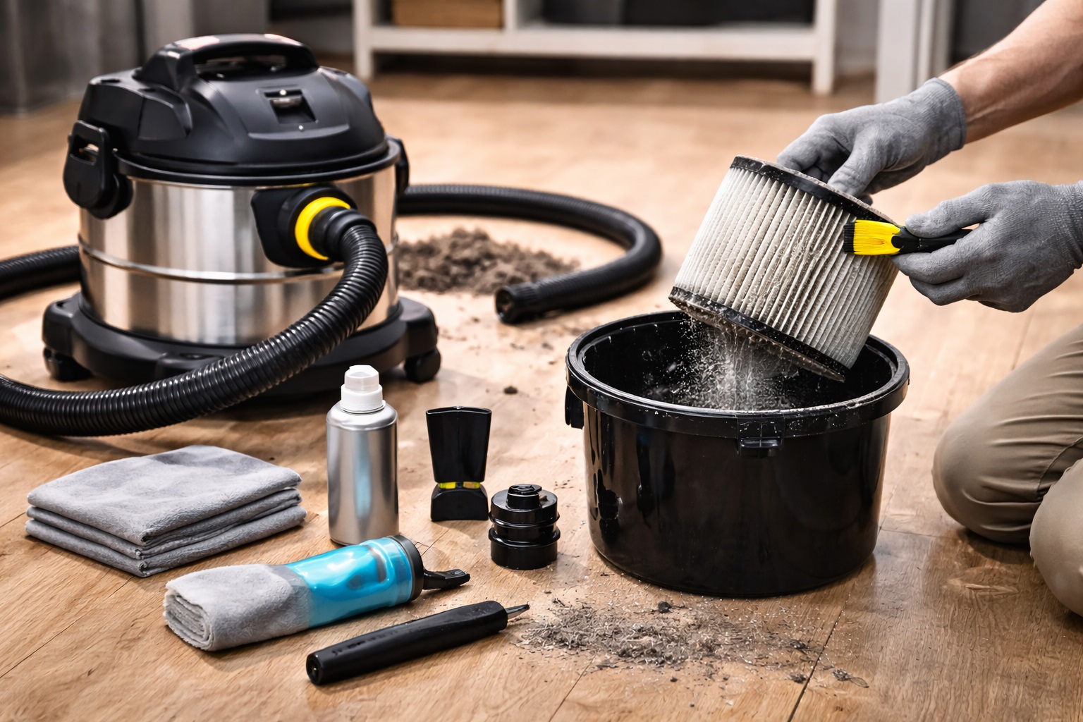Stainless Steel Barrel Vacuum Cleaner with HEPA Filter and Suction Power Maintenance