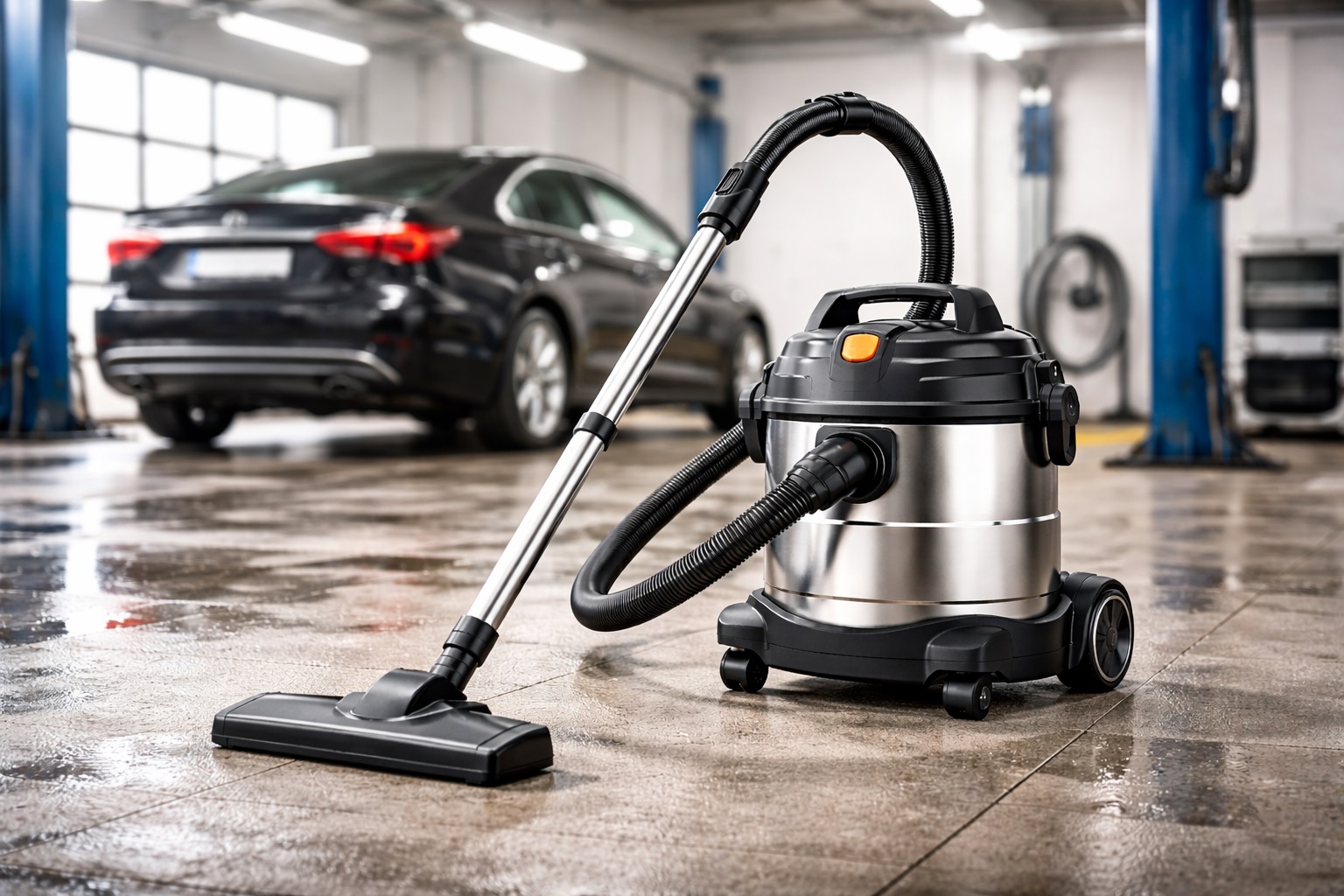 Professional Barrel Vacuum Cleaner for Car Detailing with Stainless Steel Design