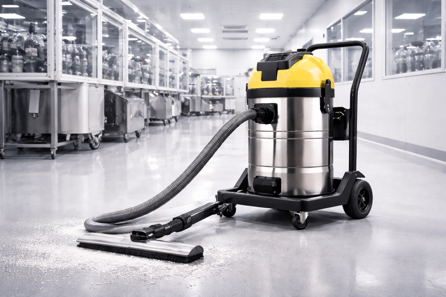 Pharmaceutical Grade Industrial Vacuum Cleaner – Stainless Steel Wet & Dry Cleanroom Vacuum