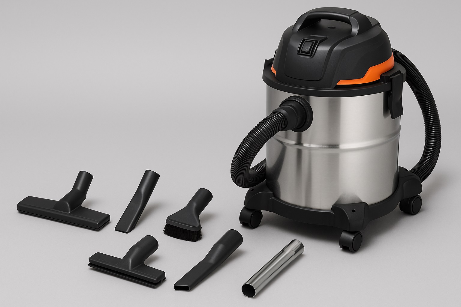 Multi-Attachment Stainless Steel Wet & Dry Vacuum Cleaner with Full Nozzle Kit