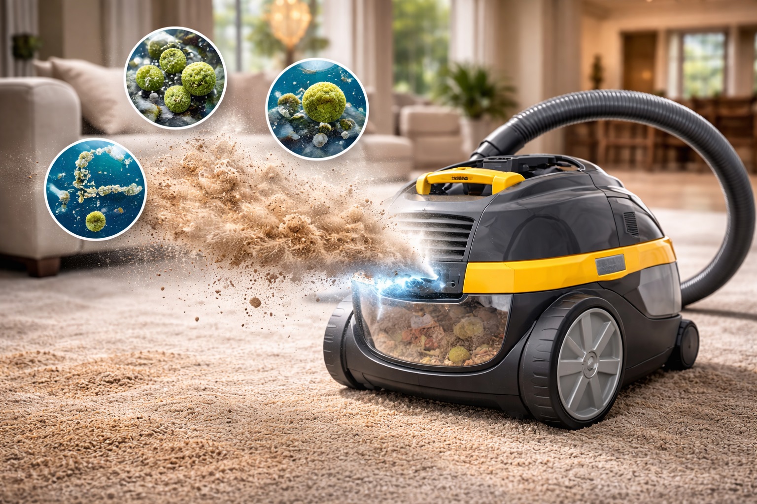 Sealed Canister Vacuum Cleaner with HEPA Filtration and Clean Air Exhaust