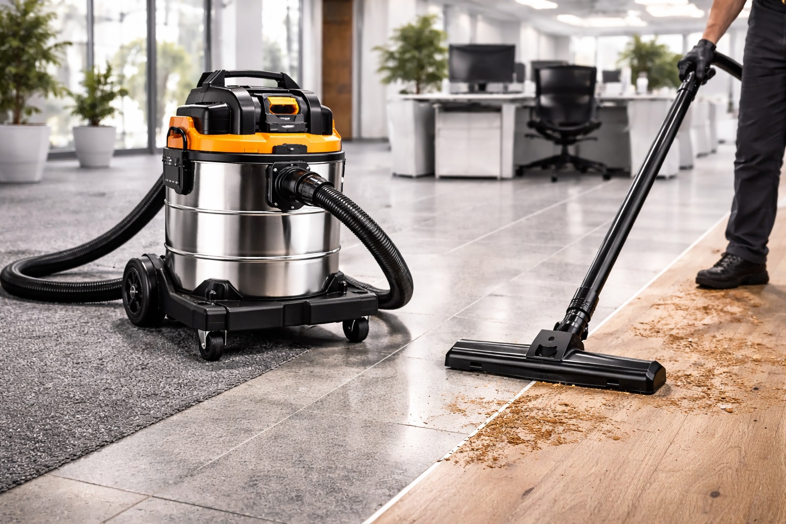 Multi-Surface Wet-Dry Vacuum Cleaner for Commercial Office Cleaning