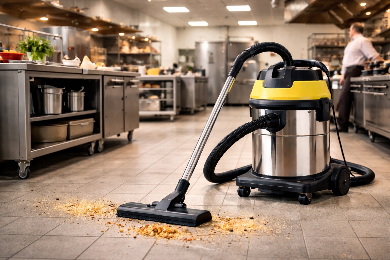 Commercial Kitchen Vacuum Cleaner – Grease-Resistant Wet & Dry Vacuum for Restaurants