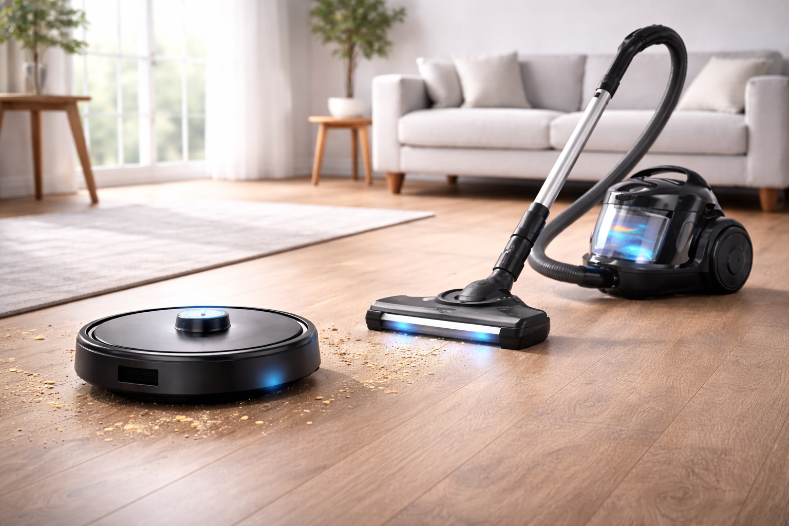 Dual Cleaning Vacuum Set – Robot Vacuum + Powerful Canister Vacuum for Whole-Home Cleaning