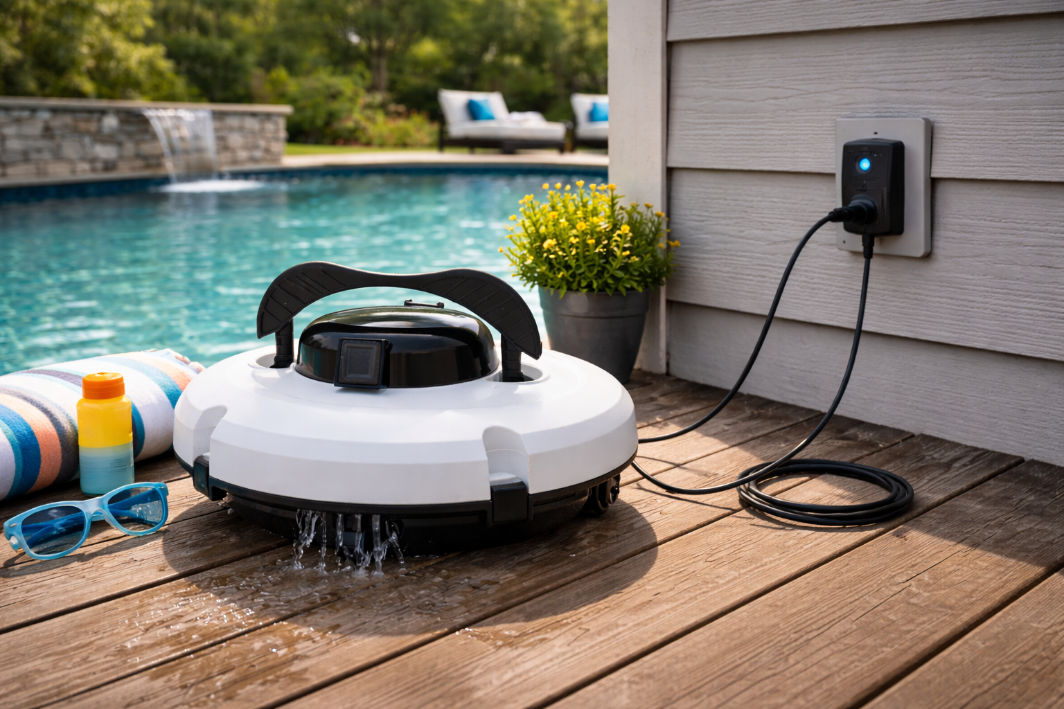 Cordless Robotic Pool Cleaner with Rechargeable Battery