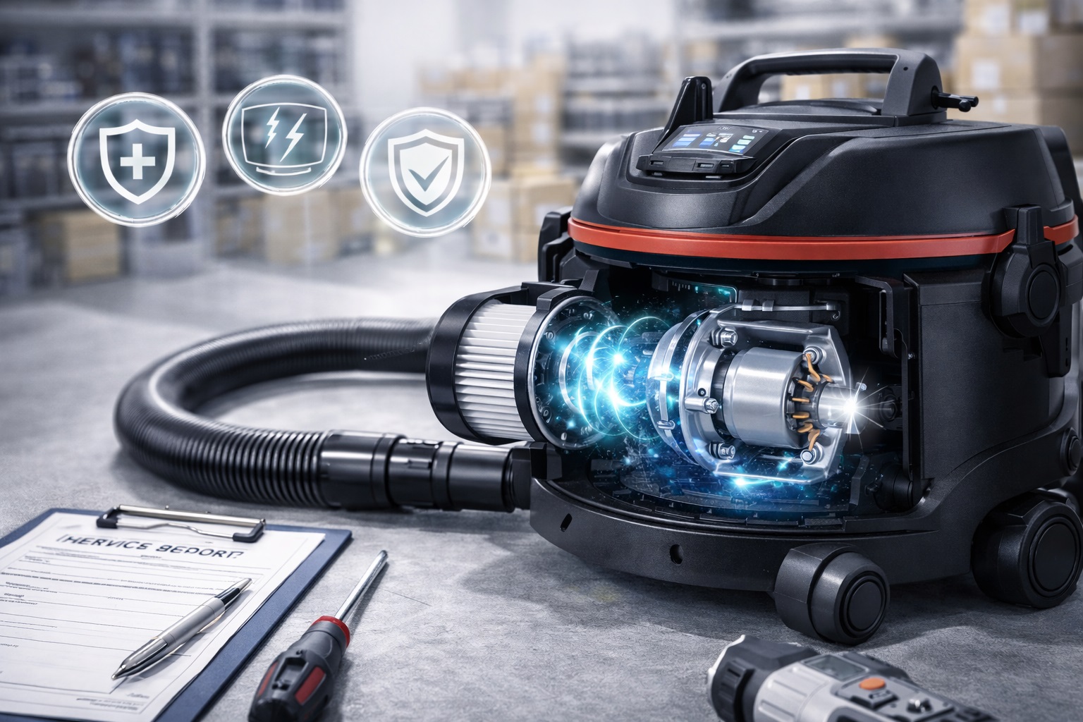 Industrial Vacuum Cleaner with Motor Protection & Overheat Prevention