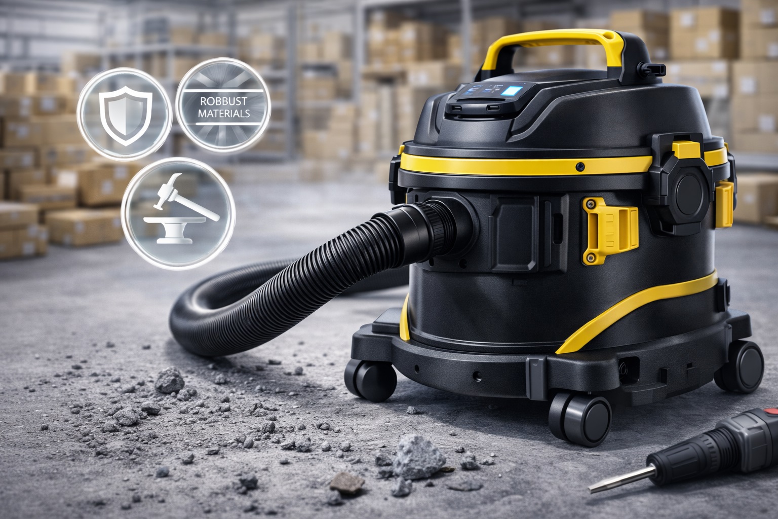 Heavy Duty Wet Dry Vacuum Cleaner with Impact-Resistant Body