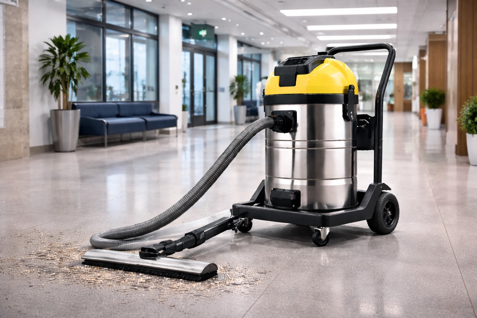 Public Facility Industrial Vacuum Cleaner – Stainless Steel Wet & Dry Commercial Cleaning Machine