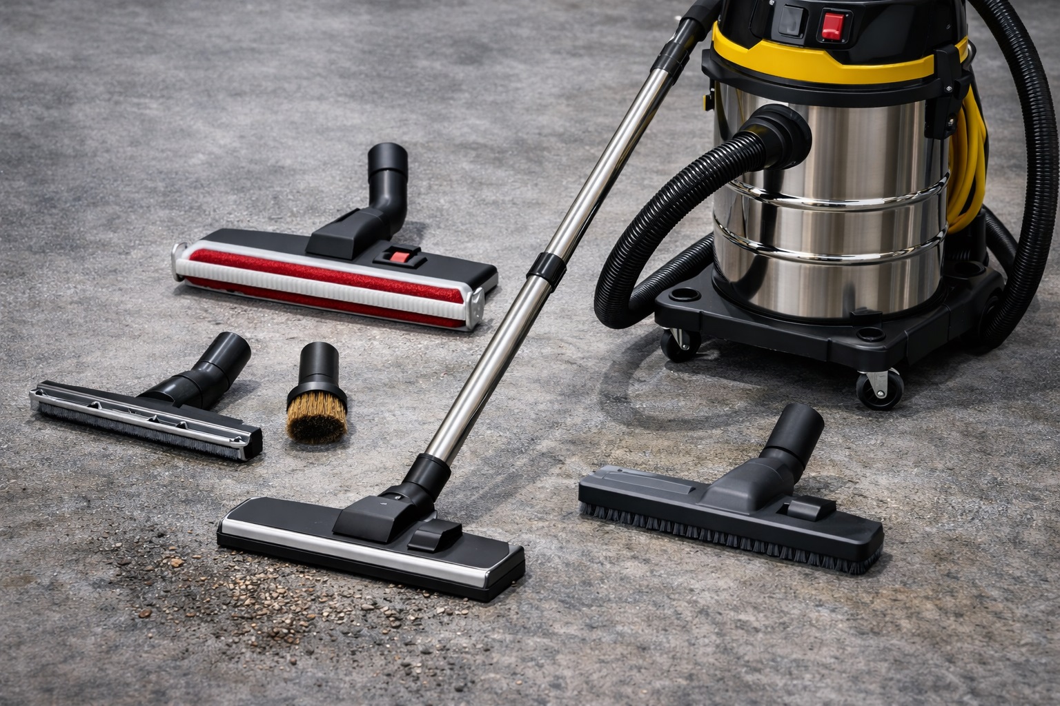 Industrial Vacuum Cleaner with Multiple Attachments for Wet-Dry Cleaning & Diverse Surfaces