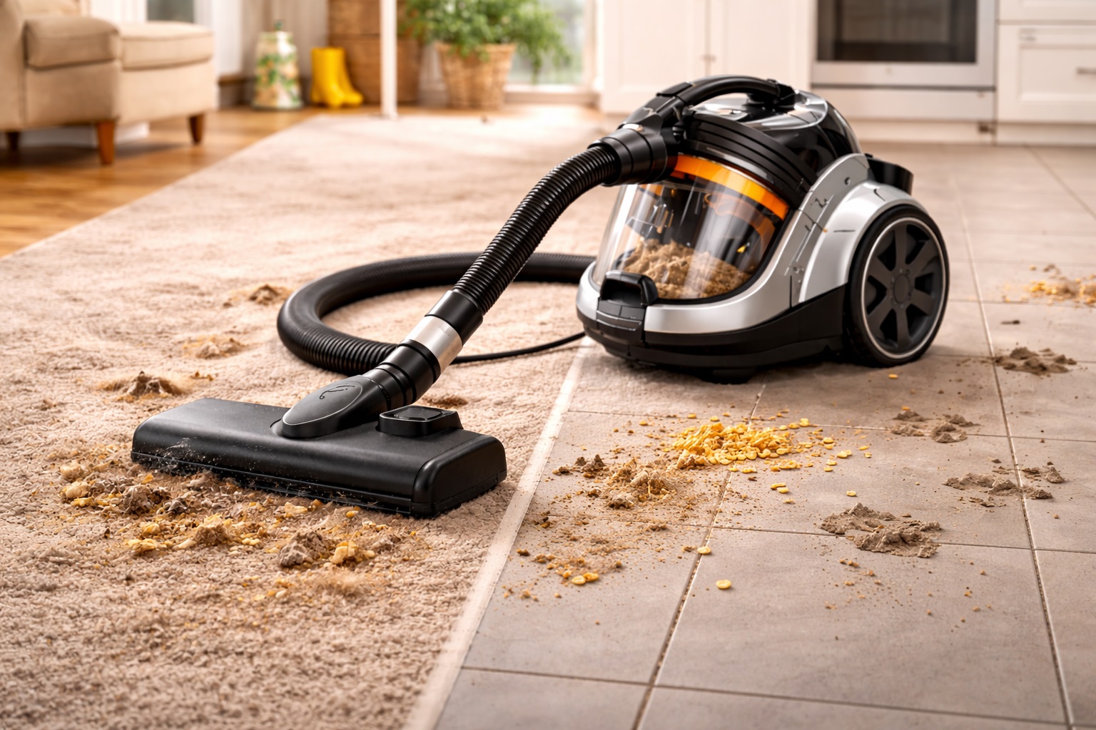 Barrel Vacuum Cleaner for All Surfaces - Carpet and Tile Vacuum, Multi-Surface Cleaning Vacuum, Home Vacuum for Mixed Floors and Debris Removal