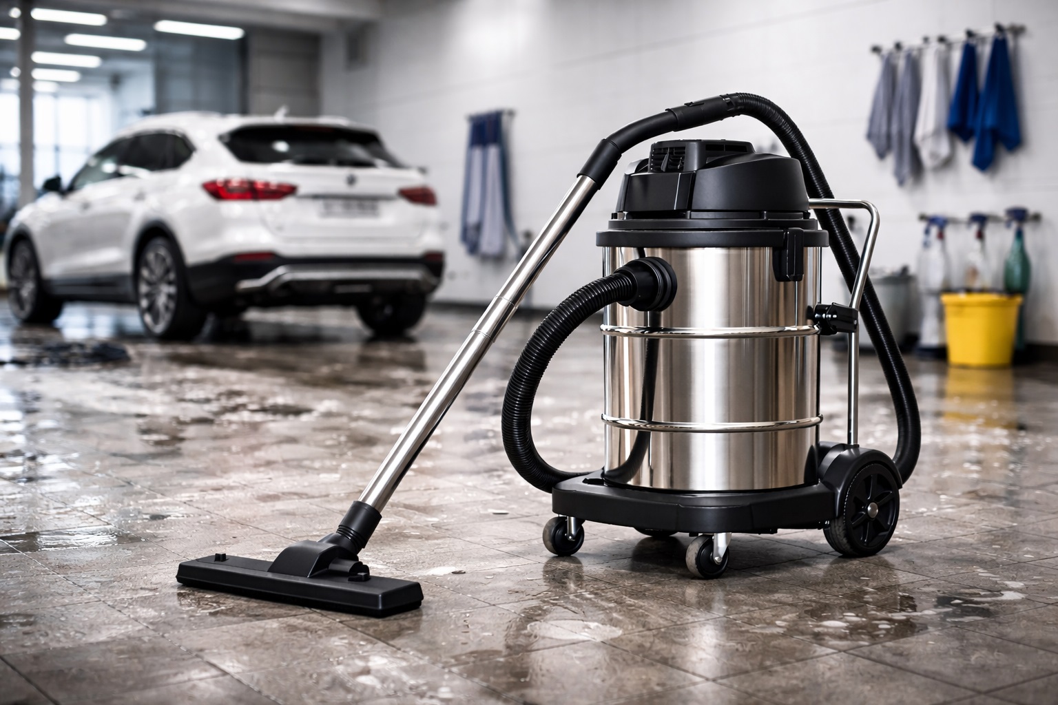 Car Wash Industrial Wet & Dry Drum Vacuum Cleaner for Auto Detailing